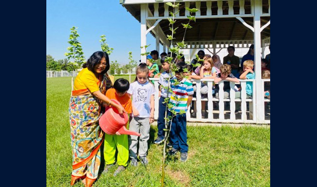 Tree plantation at Ashgabat International School on Earth Day.